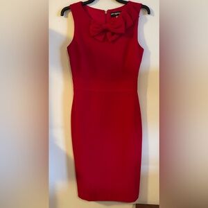Karl Lagerfeld Red Bow Neckline Sleeveless Sheath Dress 2 Excellent Condition